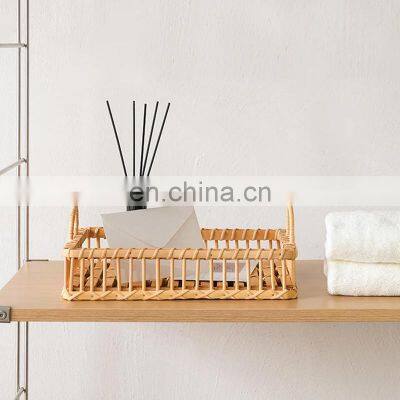 Rustic Vintage Bamboo Serving Tray, Storage Basket Platters Plate for Breakfast photo-5