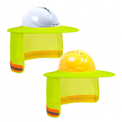 Foldable Site Construction Safety Helmet Full Brim Mesh Hard Hats Neck Sun Shield Visor With Reflective Strip