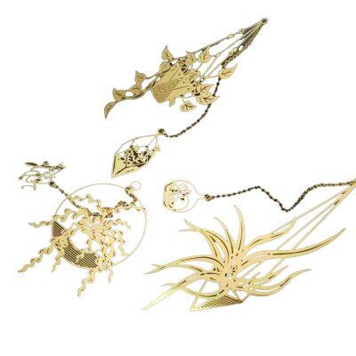 Custom bookmark made of brass, stainless steel, hollowed out Chinese style, student metal, creative design, logo, souvenir DIY