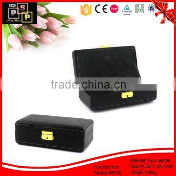 Black Small High End Custom Leather Luxury Humidor Storage Box