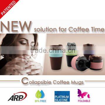 Travel Silicone Coffee Cup Collapsible Customize Logo BPA Free