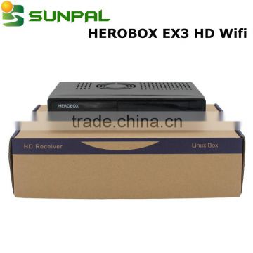 hd combo dvb-s2 dvb-t dvb-c satellite receiver BCM7358 752MHZ 512MB RAM DDR3 Herobox EX3 Wifi Optional