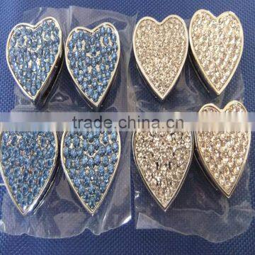 Exquisite Fashion Slide Diy Charm Chrome Plated Alloy Jewelry 18MM Rhinestone Heart Shape Slide Charms photo-2