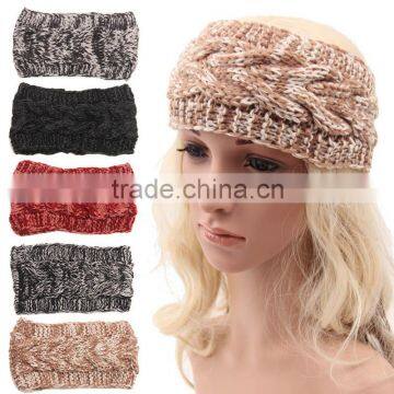 Wholesale Multi Colors Black Grey Red Beige Twisted Knitted Cotton Women Headband