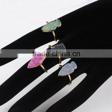RG1091 Gold plated arrowhead Druzy Geode stone boho ring                        
                                                Quality Choice