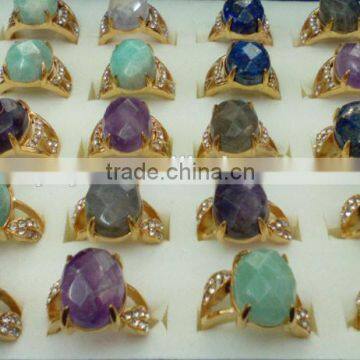 RG1084 Wholesale Faceted Natural Gem Stone Oval Rings photo-2