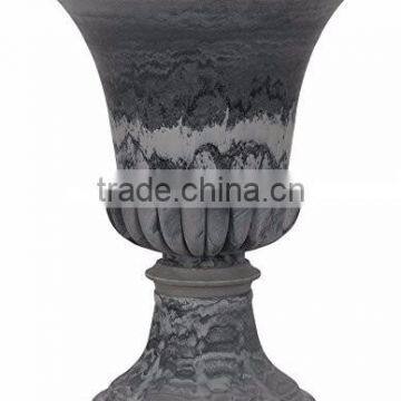 Slate Color Recycled Planter Urn with Pedestal