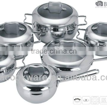 12Pcs Geman Technologic Stainless Steel Cookware Set with special handle for Induction