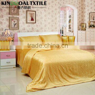 High quality Jacquard Golden Color King size Mulberry Silk Bedding Sets