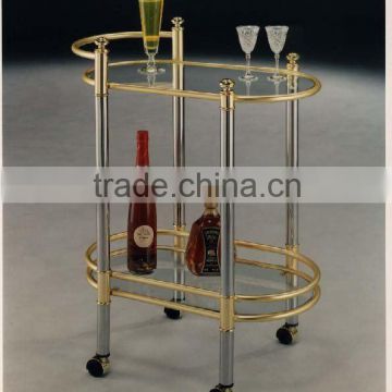 Classic Golden Tempered Glass Serving Trolley