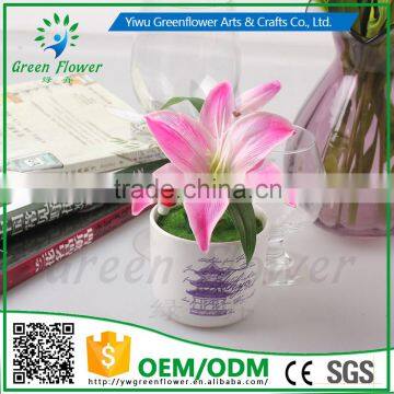 2016 Wholesale Multicolor Latex Artificial PU Flowers Single Headed Lily Real Touch Bouquet Wedding Bridal Decor Display Flower photo-3