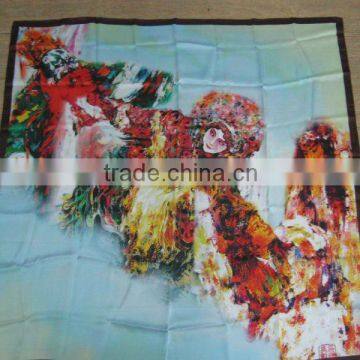 fashion ink jet printed silk woven square scarf