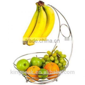 2015 Hot Sale Chrome Fruit Bowl With Banana Hanger/Fruit Basket/metal wire fruit basket/Banana hanger with fruit bowl