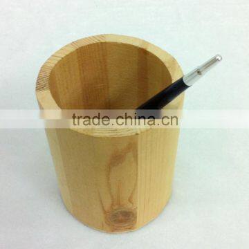 decorative wooden pen container pencil holder craft cylinder wholesale pine