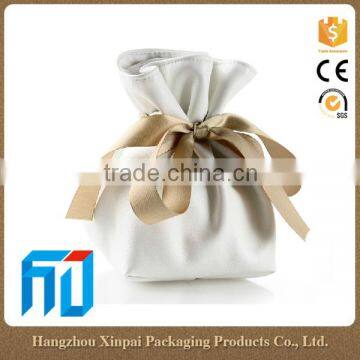 High End Custom Luxury White PU Leather Small Jewelry Packaging Bag With Drawstring                        
                                                Quality Choice