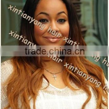 China manufacturers three tone colored, nautual wave, Malaysian virgin hair lace front wig