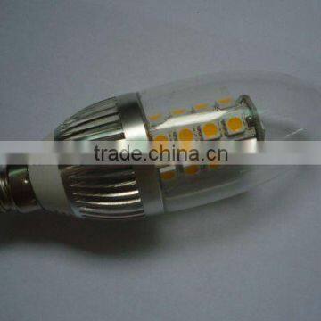 6w led torpedo candle light,silver body