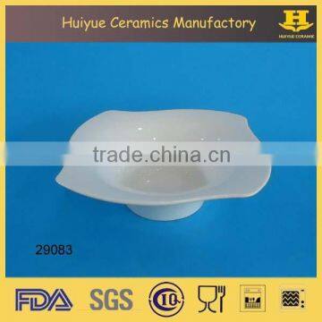 Porcelain white salad bowl, square salad serving bowl