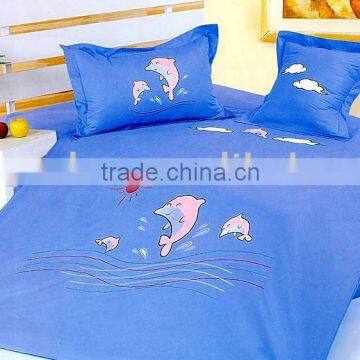 Dolphin Cartoon Embroidery Kids Bedding Set