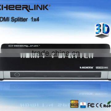 cheerlink full hd 1080p 1-input 4-output hdmi splitter 1x4 / black-eu plug