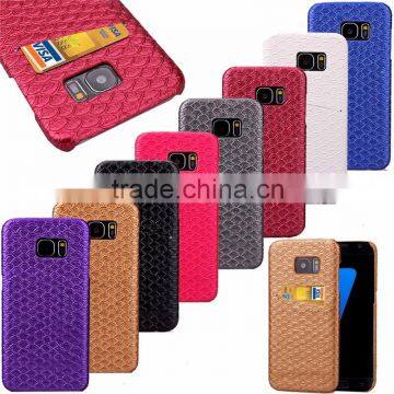 Scale pattern Skin leather case and PC hard cover with card slot on the back for iphone 6s Phone case