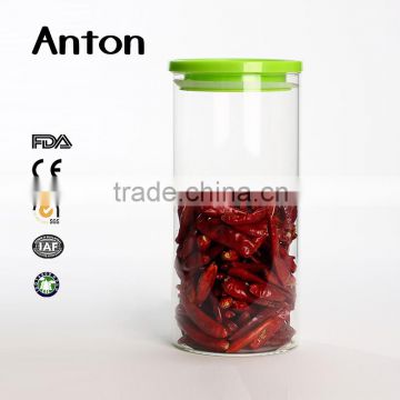 Round airless borosilicate glass jar with ruber cap