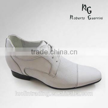 white lace up height increasing men shoes