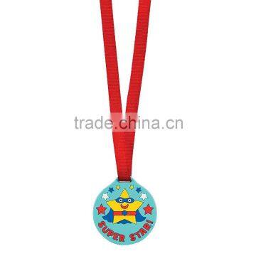 Wholesale Sport Souvenirs Cheap Custom New Design 3D PVC Rubber Super Star Award Medals with Ribbon for Promotional Gifts