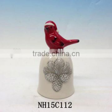 new design customized ceramic bell bird standing