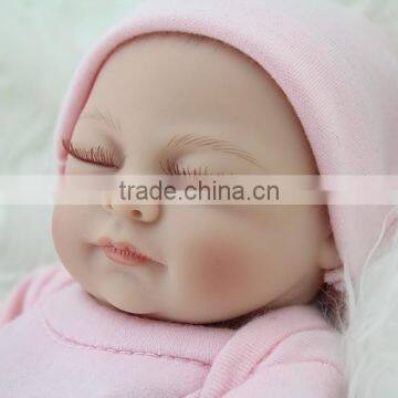 NPKDOLL Handmade Full vinyl mini reborn girl doll sleeping 10 inch small baby dolls