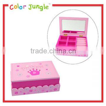 Big size wooden jewelry box MULTI-function jewerly organizer with mirror