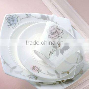 square shape pink rose Germany Japanese royal fine bone china porcelain