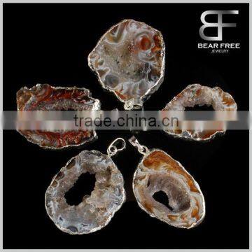 Natural Irregular Drusy Geode Agate Amethyst Quartz Cluster Gemstone Pendant Charms