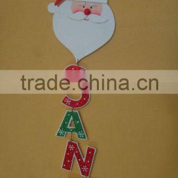 X'mas Santa decoration hanging Wooden board, OEM for PEACE BELIEVE MERRY CHRISTMAS