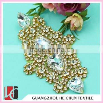 HC-0172-1 Rhinestone Applique Trimming Crystal Appliques For Wedding Dresses/fashion Headband Applique Designs