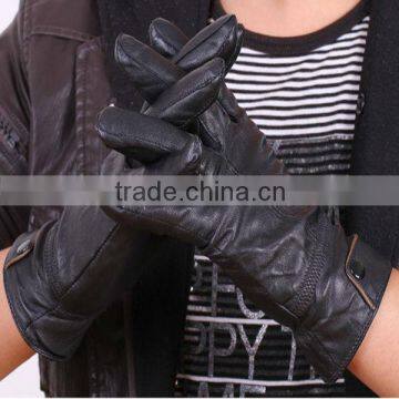 Fashion men cheape Washing PU black gloves leather products