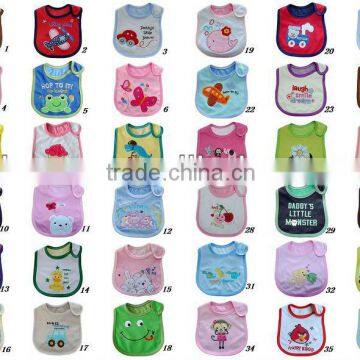 waterproof 3D printed & embroidery applique baby bib cotton jersey soft bib made in china