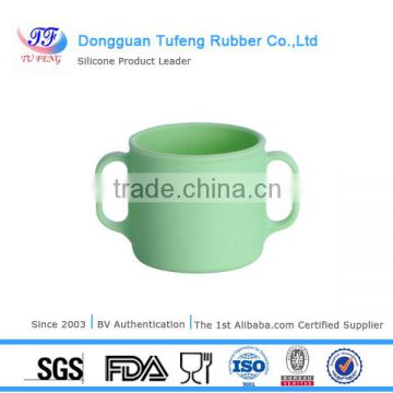 China silicone green silicone drinking cup sleeve /hot sale heat resistance silicone cup