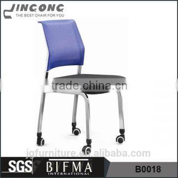 Contemporary blue mesh back,office chair with castors,office chair with no arms