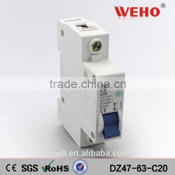 DZ47-63 1p 20a single pole miniature circuit breaker mcb