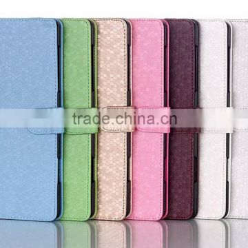 Diamond embossed metallic PU leather case, two folding flip stand case for Samsung T700 and T800