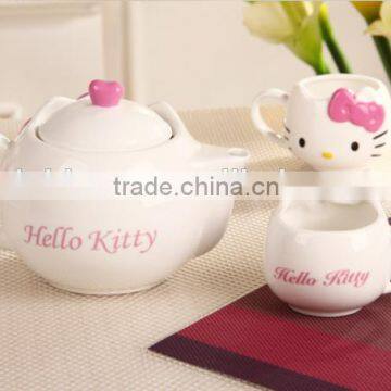 Creative Lovely Cartoon Pink Red Hello Kitty Cat Gift Ceramic Teapot and Mug 5 in 1 Set photo-6