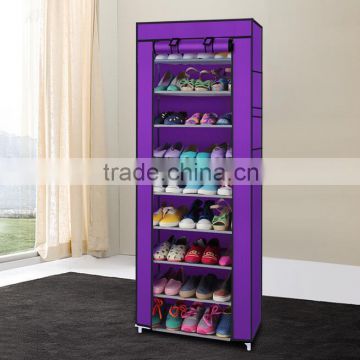 Portable Dust-Proof Steel Frame Non-Woven DIY 10 Tiers Shoe Rack/Multi-Purpose Storage Plastic Shoe Rack