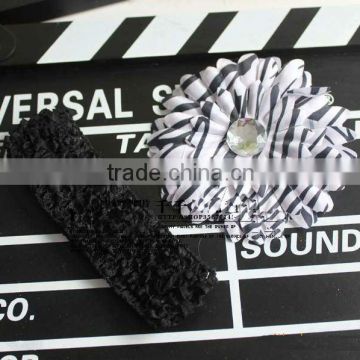 Zebra flower crochet headband