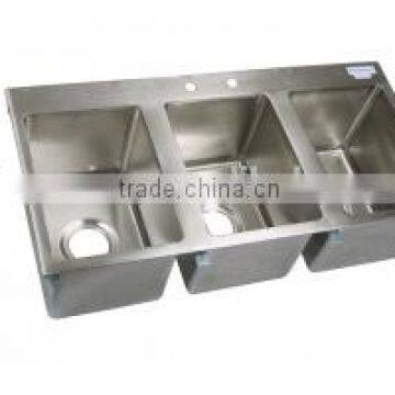 NSF Approval Stainless Steel Three Tubs Drop In Kitchen Sink photo-2