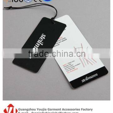 Factory Custom Private Jeans Paper Hang/Swing/Garment/Clothing Tag With Black String/Cord/Rope