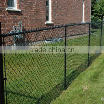 Black powder coated chain link fence