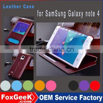 Wholesale Luxury Phone Case for samsung galaxy note 4 with double window protective cover case