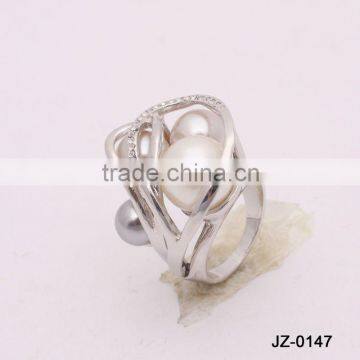 2012 new fashion silver pearl rings