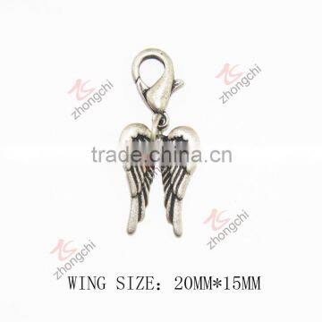 anti-silver angel wings charm